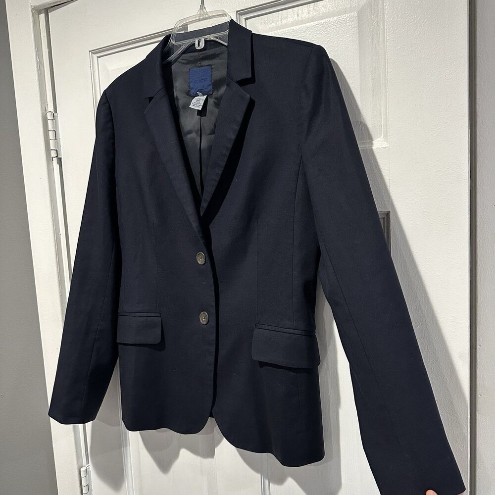 J Crew Women's Schoolboy Blazer Sz 10 Navy Blue Classic Two Button Jacket Career - Picture 3 of 12